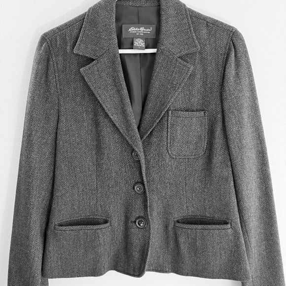 Herringbone tweed cropped jacket - Picture 1 of 4